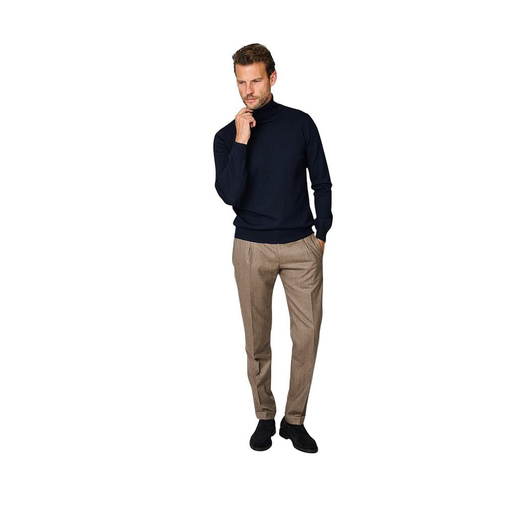 Herrenhose aus Flanell, Berwich, dunkel, beige, Contemporary Fit, 1