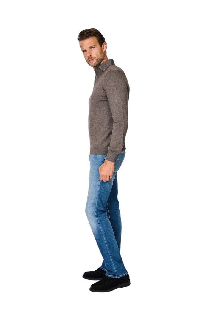 Gran Sasso Men polo shirt lange mouwen heren bruin 57163/14293 046