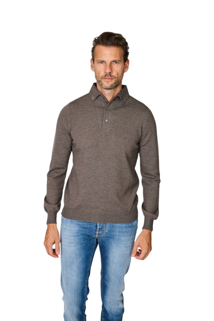 Gran Sasso Men polo shirt lange mouwen heren bruin 57163/14293 046