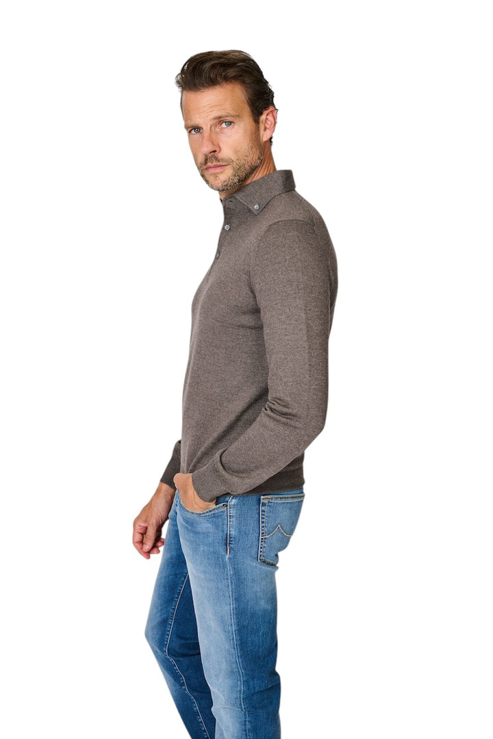 Gran Sasso Men polo shirt lange mouwen heren bruin 57163/14293 046