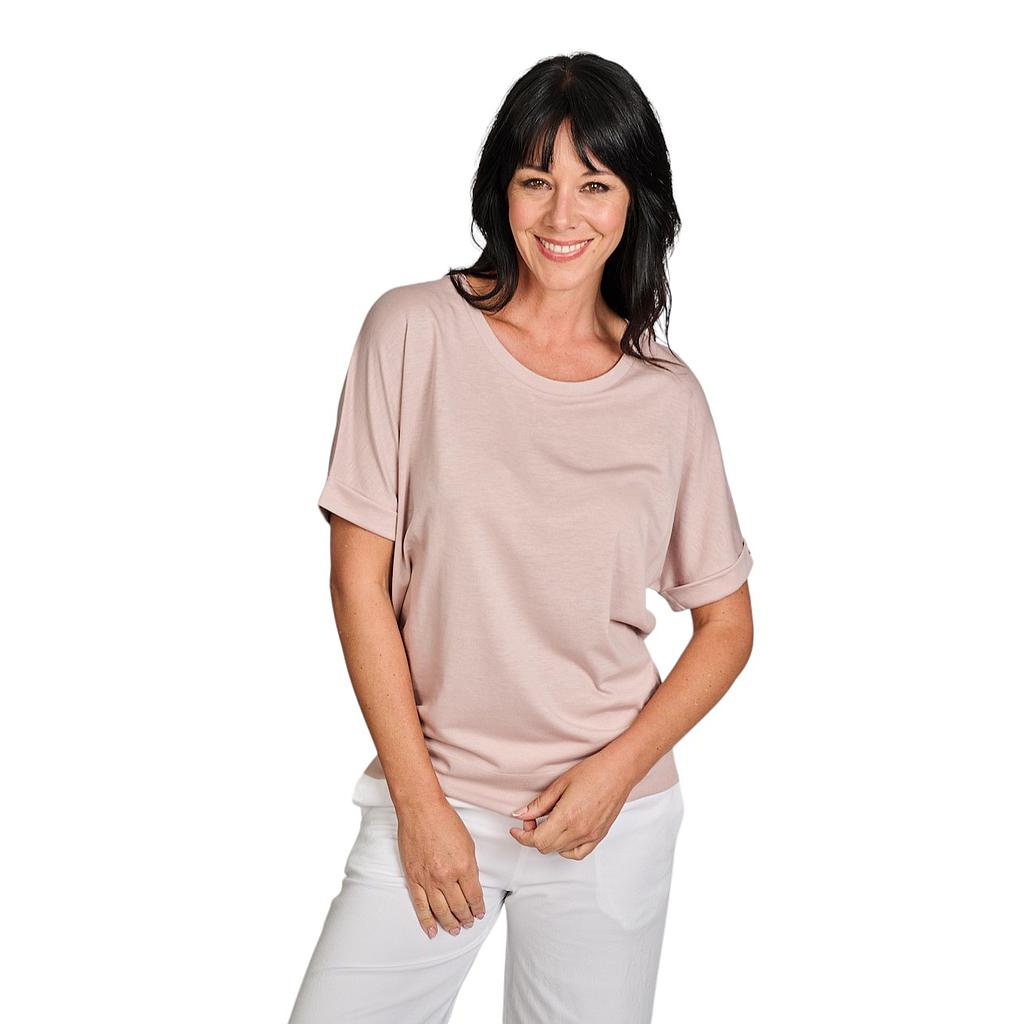 herno-women-t-shirt-korte-mouwen-dames-poeder