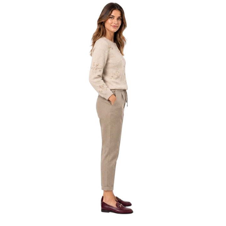 Anneclaire broek dames taupe D1934 1580 004