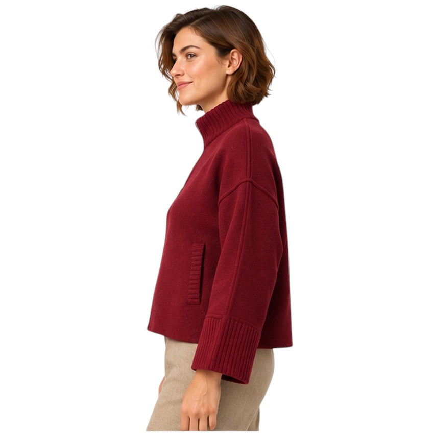 Anneclaire damesvest bordeaux — zijaanzicht