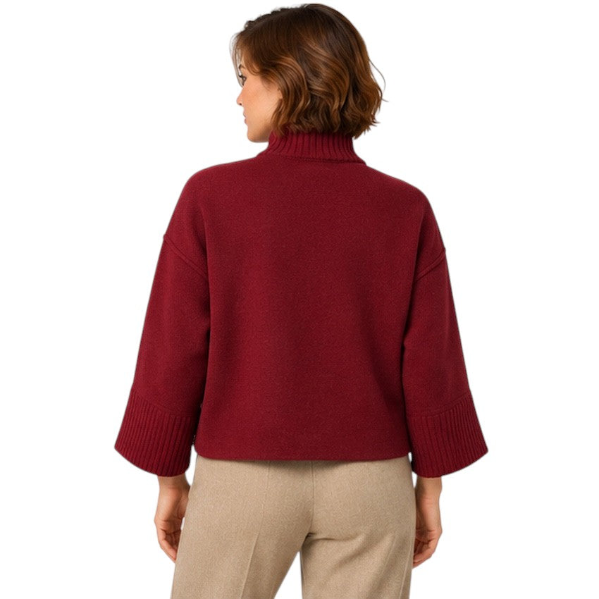 Anneclaire damesvest bordeaux — achteraanzicht op model