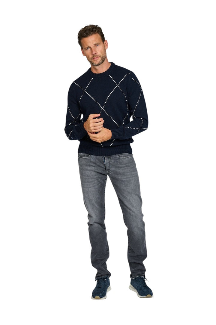 Gran Sasso Men pullover round neck men's dark blue