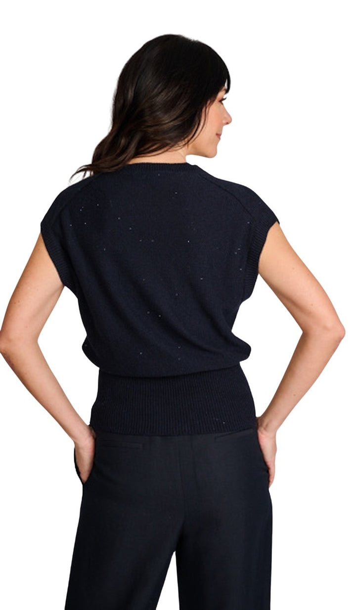 Fabiana Filippi pull trui v-hals dames marine MAD275F053 D273 5146