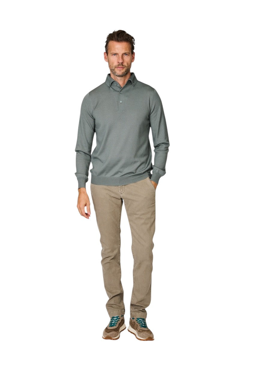 Gran Sasso Men polo shirt lange mouwen heren groen
