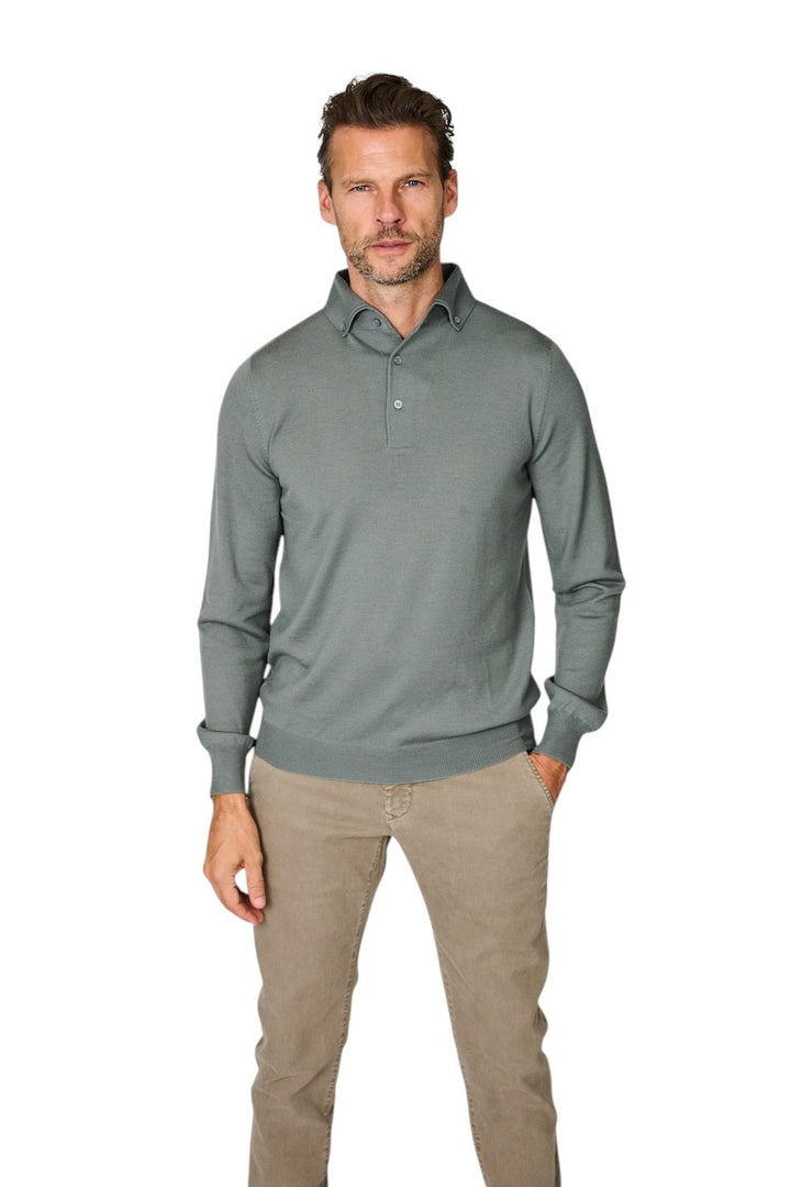 Gran Sasso Men polo shirt lange mouwen heren groen