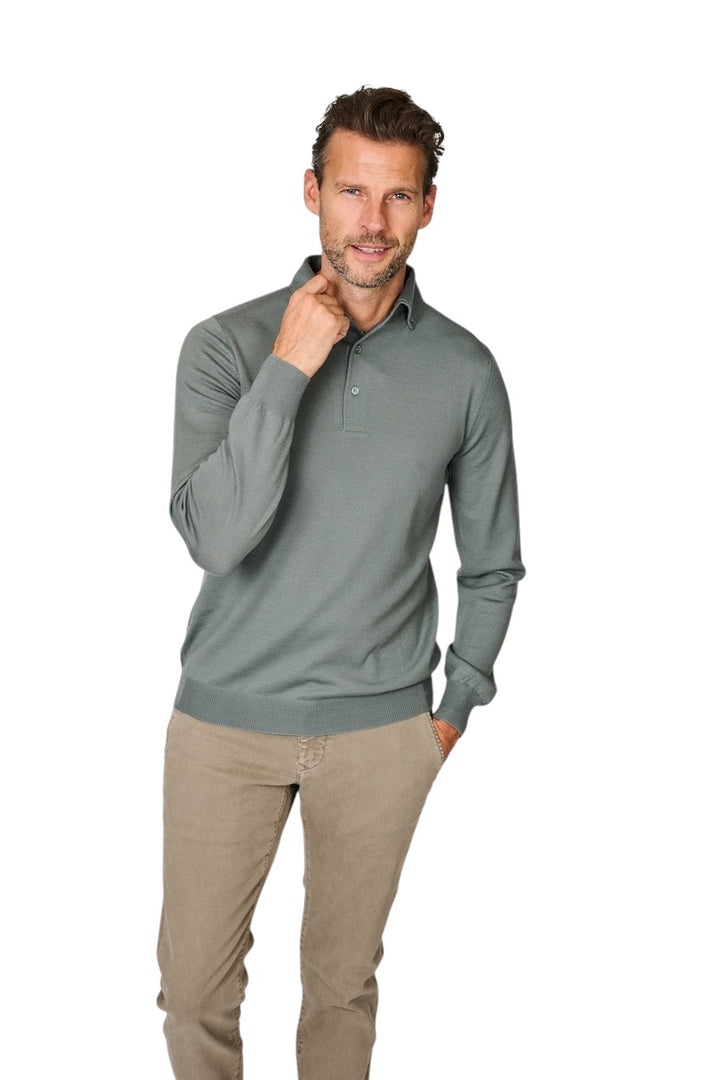 Gran Sasso Men polo shirt lange mouwen heren groen