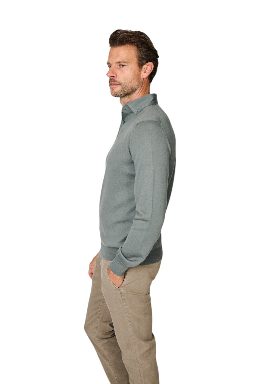 Gran Sasso Men polo shirt lange mouwen heren groen