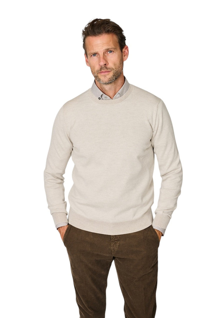 Gran Sasso Men pull trui ronde hals heren beige
