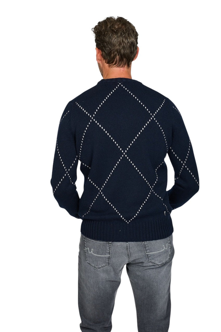 Gran Sasso Men pull trui ronde hals heren donker blauw 13156 19653 598