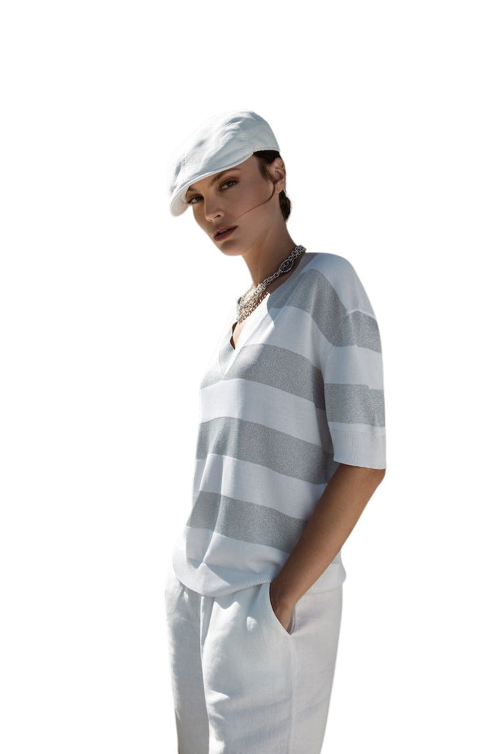 Gran Sasso Femmes pull-over col en v dames gris