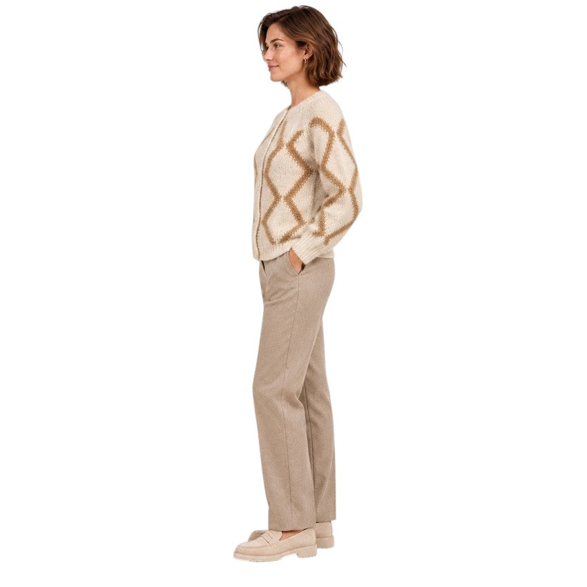 Hemisphere damesvest greige — zijaanzicht