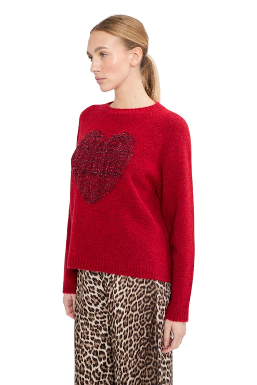 Jeff pull trui ronde hals dames rood TIFANY 25