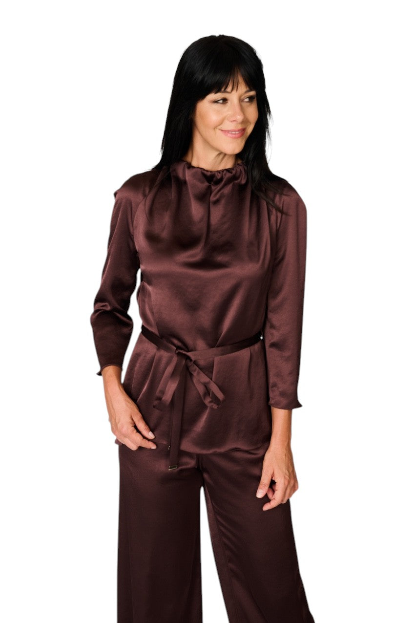 Natan Collection Women's Aubergine Blouse FEROLA-JTBT02 210