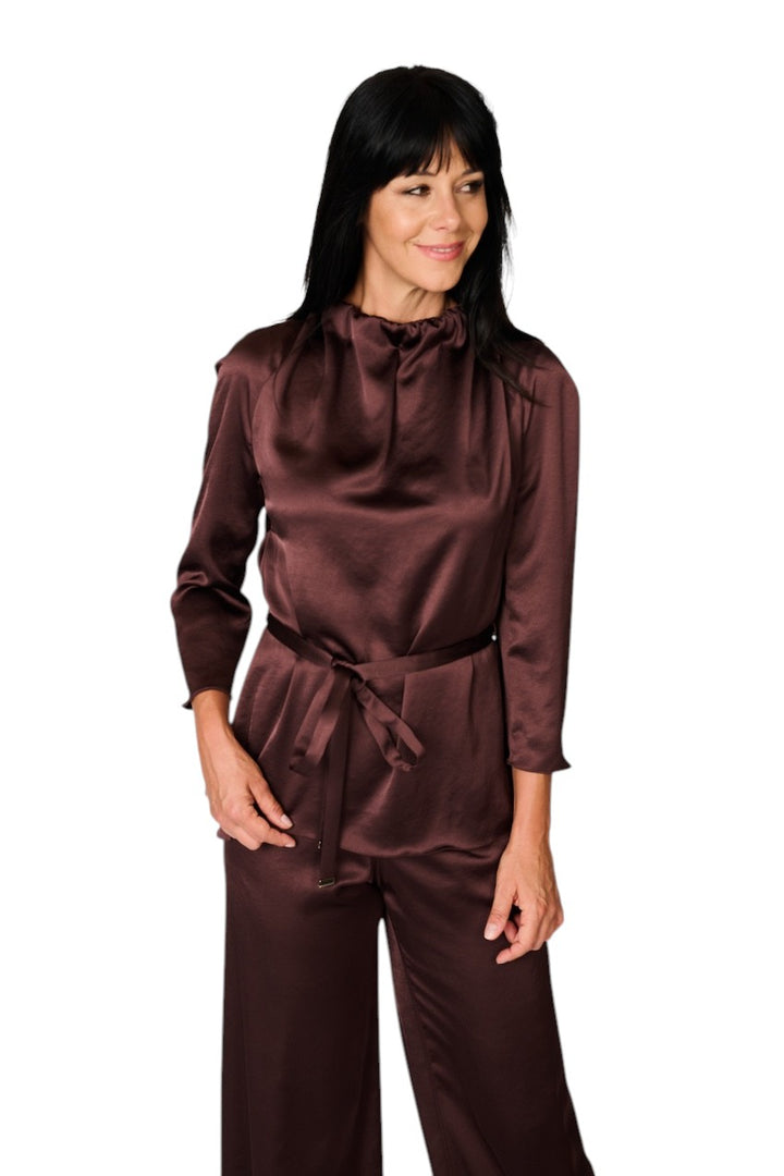 Natan Collection Women's Aubergine Blouse FEROLA-JTBT02 210