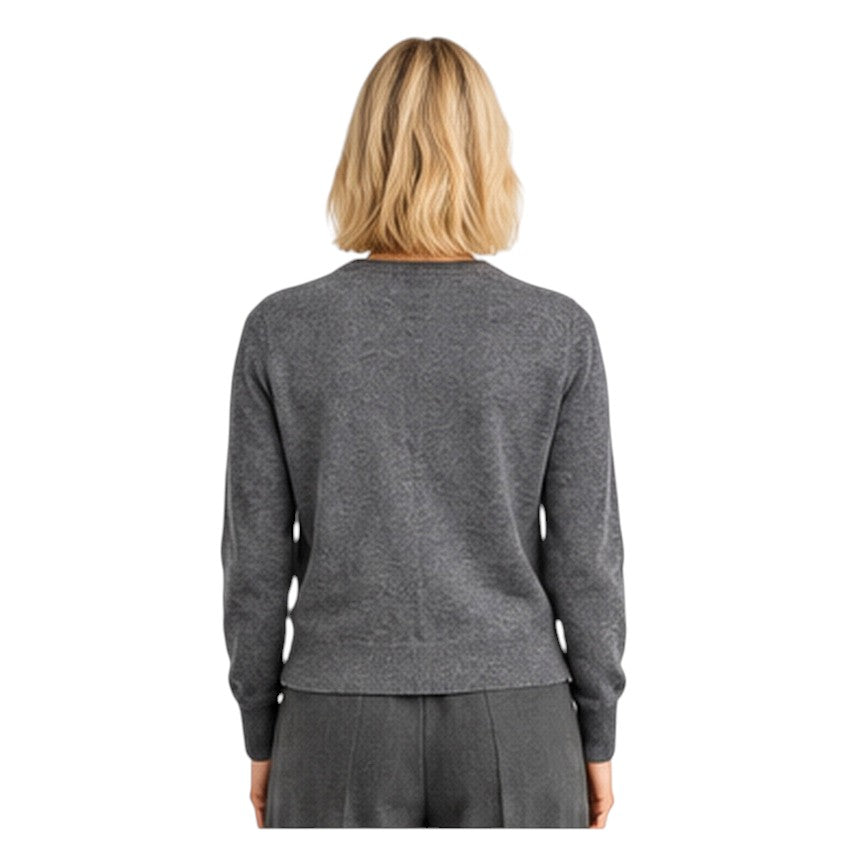 Natan Collection damesvest antraciet — achteraanzicht op model