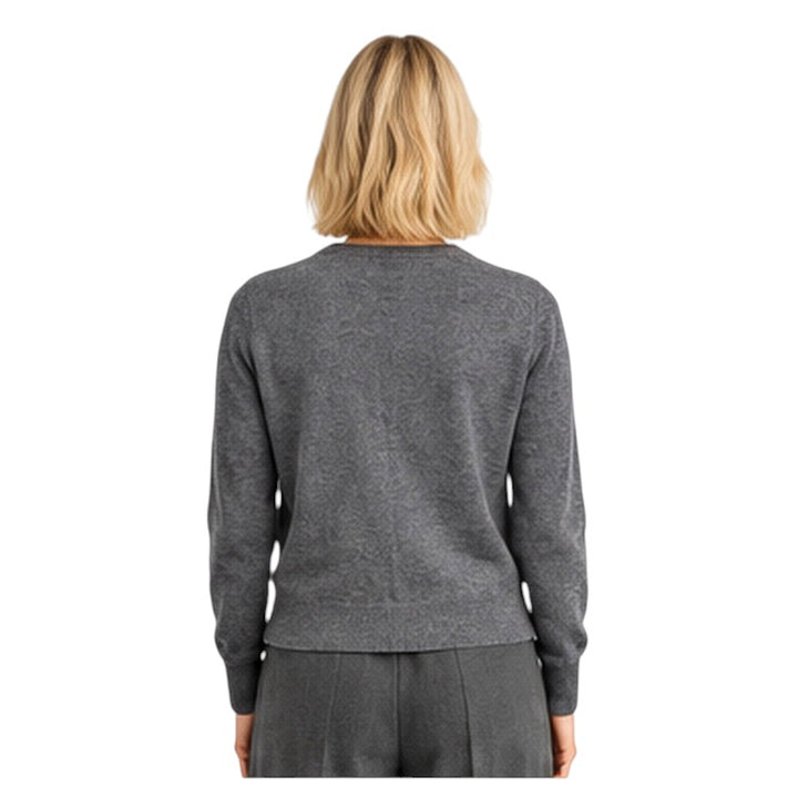 Natan Collection damesvest antraciet — achteraanzicht op model