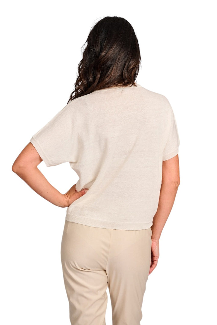 Panicale Cashmere pull trui ronde hals dames ecru D360421G 36D38A 0200