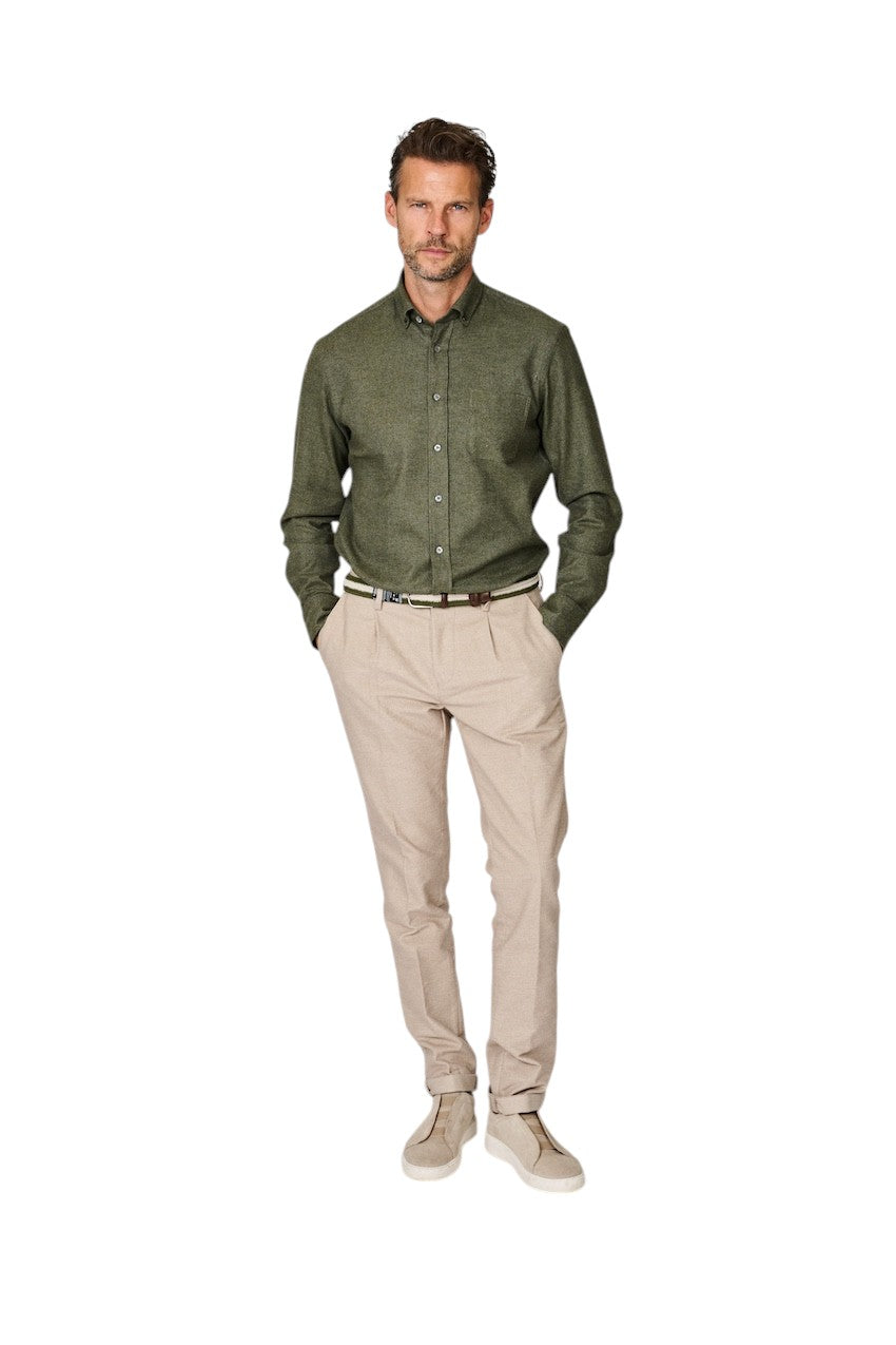 Van Laack Men hemd lange mouwen heren khaki Roy-TFK 150456 975